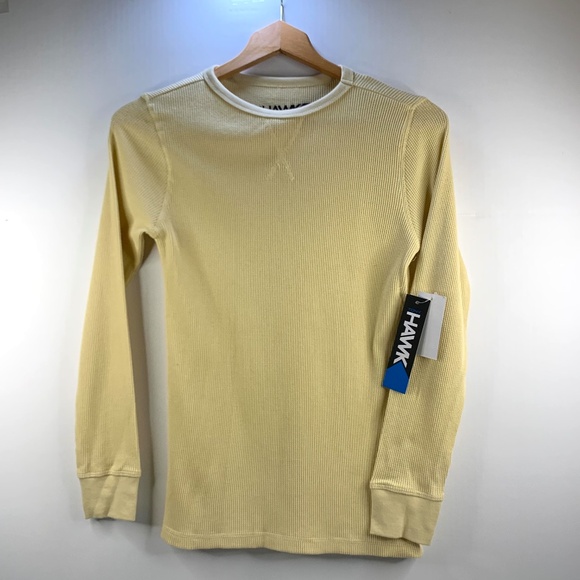 Boys Tony Hawk beige/gold oak/pale yellow crew neck waffle knit thermal shirt - Picture 1 of 9